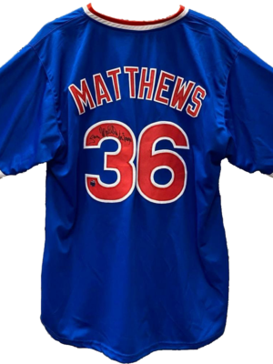 Gary Matthews Autographed Chicago Cubs Jersey XL CSAC Authenticity Sticker