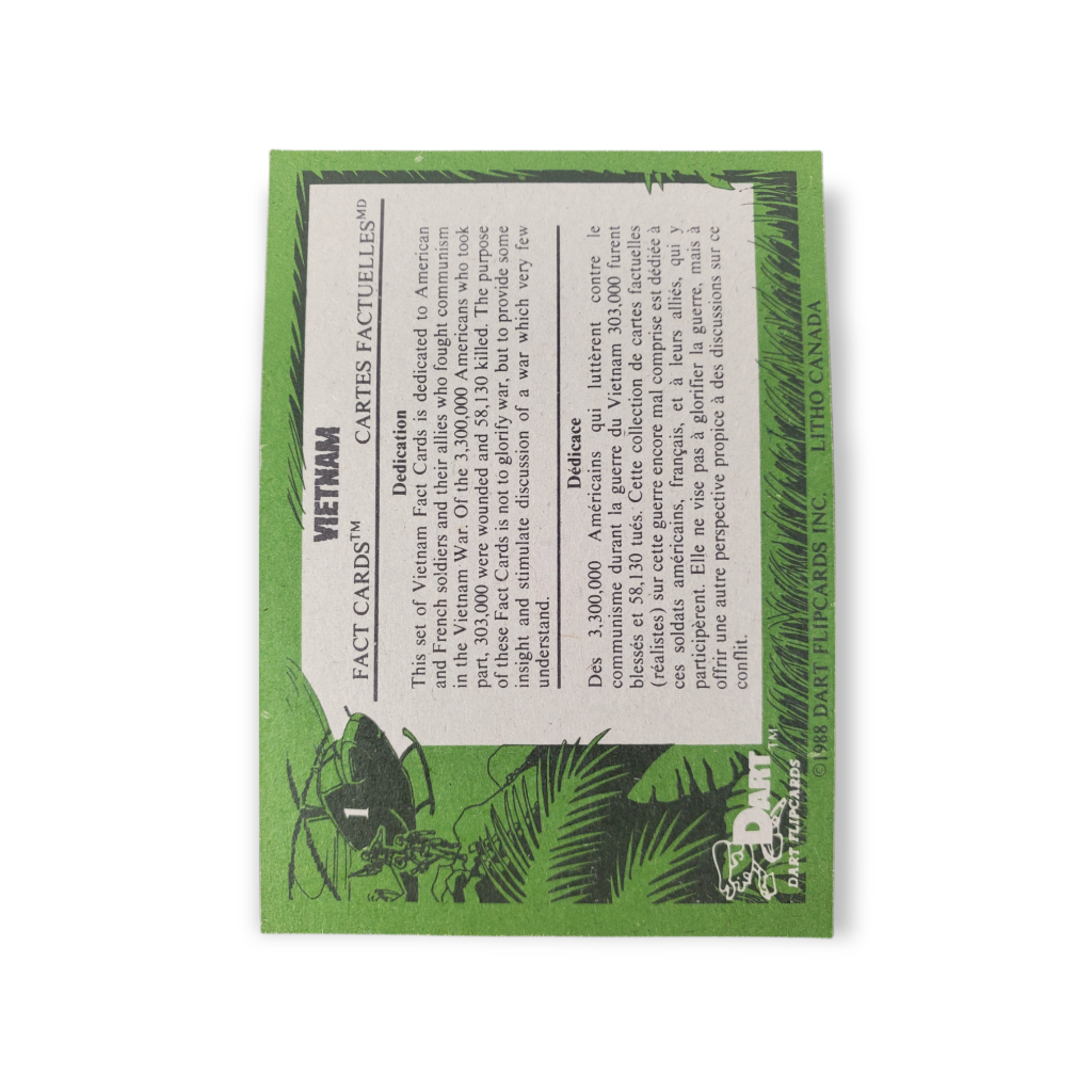 1988 Dart Flipcards Vietnam Fact Cards Vietnam 1 Trading Card for Sale
